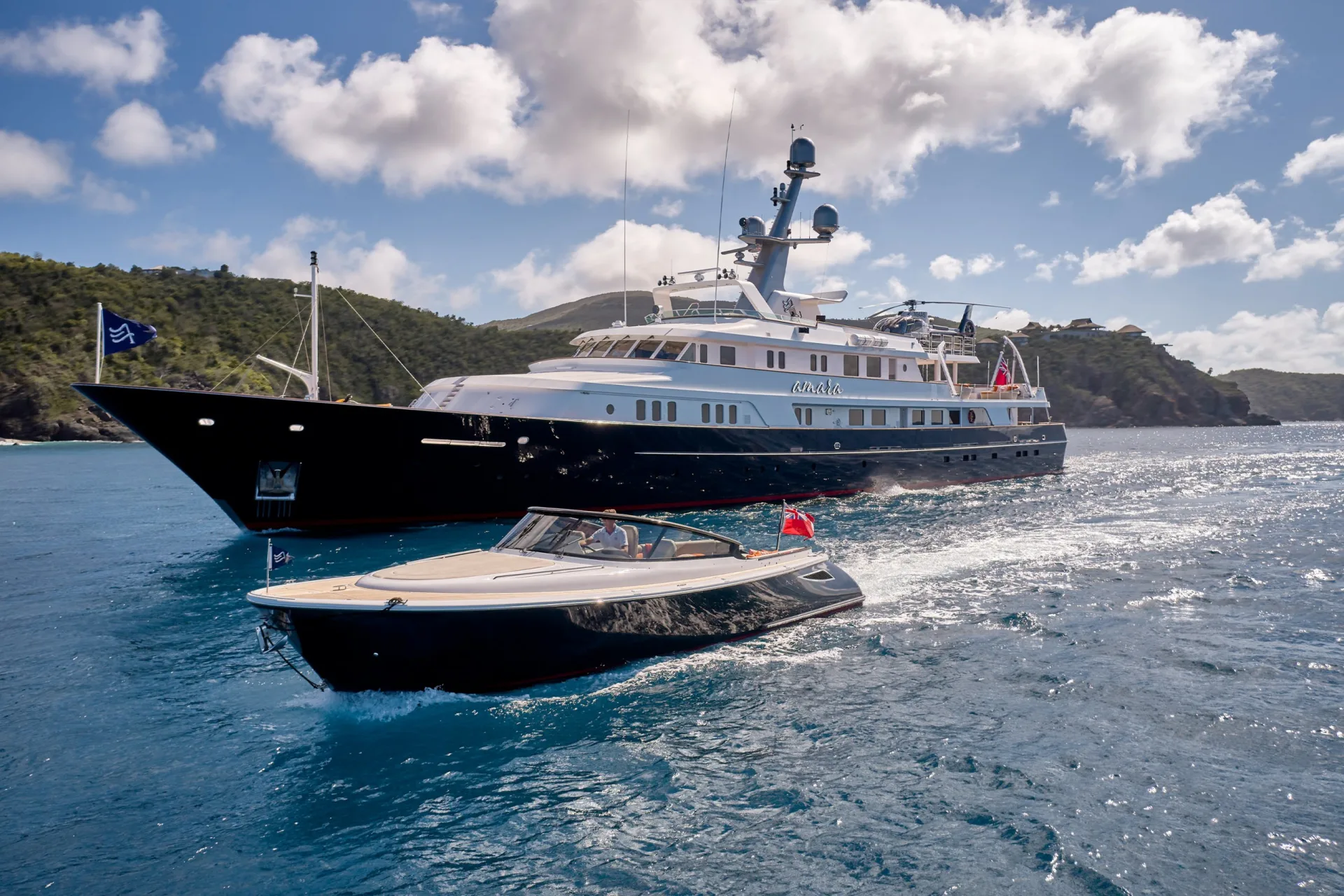 Custom superyacht at sea
