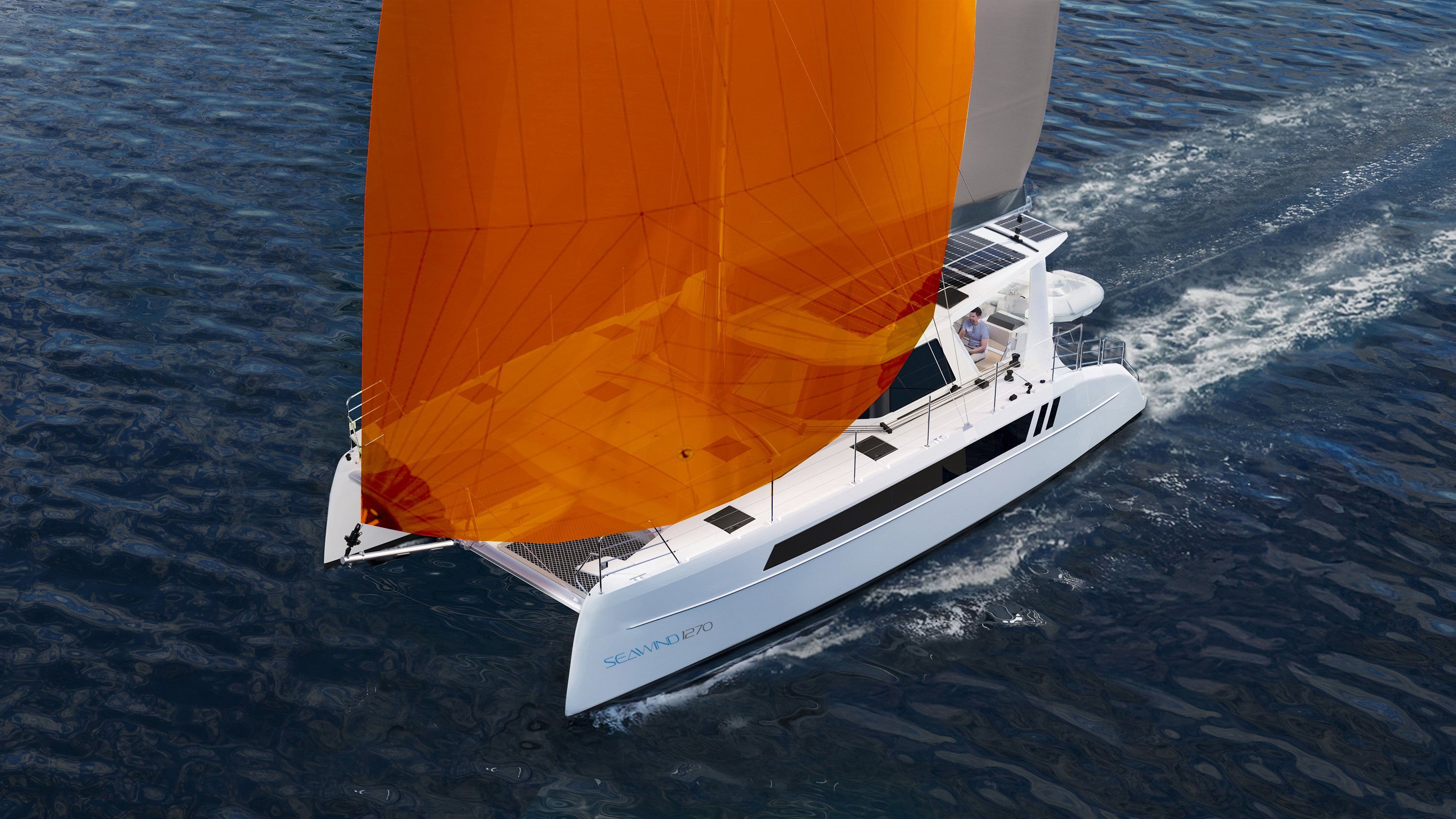 Seawind catamaran under sail
